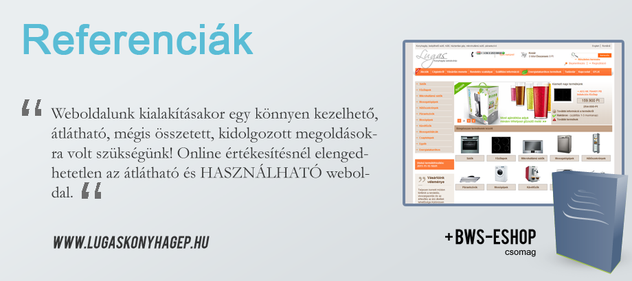 BWS ESHOP webáruház készítés- korlátlan számú termék és kategóriakezelés, egyedi webáruház design, marketingtámogatás